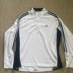 Adidas White and Navy Long Sleeve Pullover